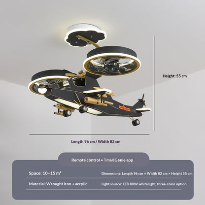Airplane-shaped ceiling fan with light
