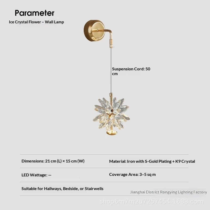 Nordic Minimalist Crystal Bedside Wall Lamp