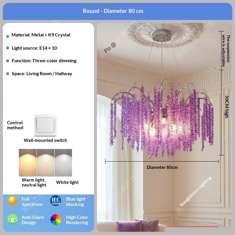 French-style crystal wisteria waterfall chandelier
